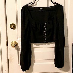 SHEIN hook and eye ruched bust crop top